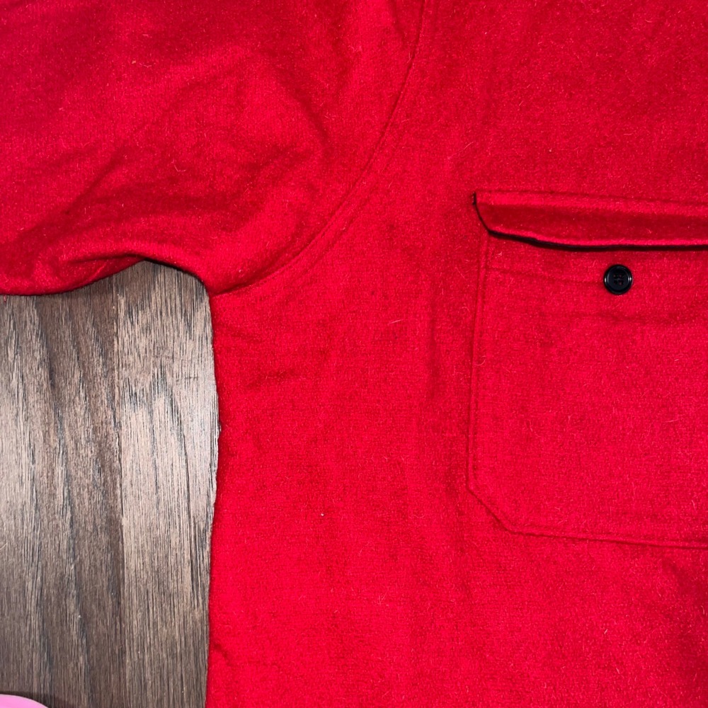 Woolrich Vtg 90s Red Wool Alaska Shirt Jac Jacket XL Heavy CPO Americana NWOT - Picture 11 of 14